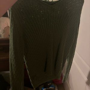 knitted green sweater